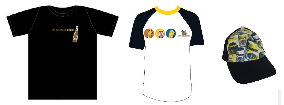 シンハーオリジナルグッズ(Tシャツ、キャップ)プレゼント シンハーオリジナルグッズ(Tシャツ、キャップ)プレゼント